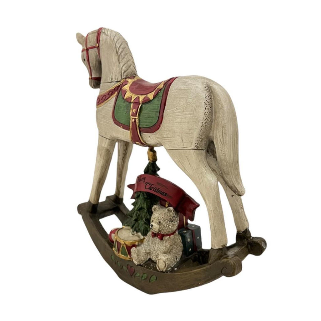 Cavallo a dondolo rosso con decori natalizi - Mobilia Store Home