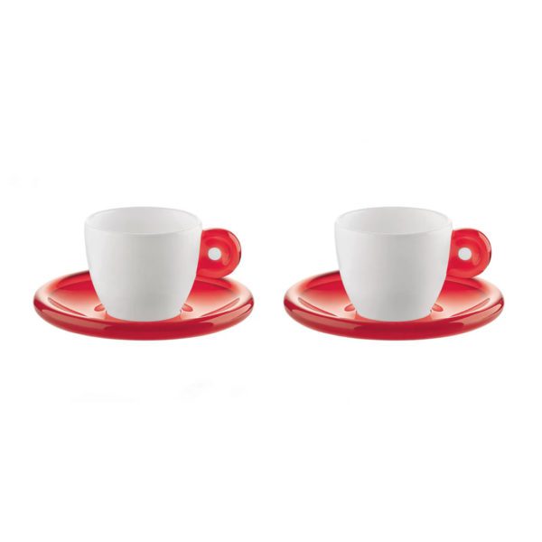 GOCCE - 2 TAZZE CAFFE' COLOR ROSSO - GUZZINI