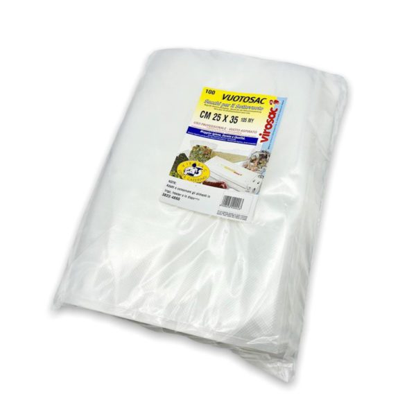 CONFEZIONE DA 100 SACCHETTI  PER SOTTOVUOTO CM25x35 - VIROSAC