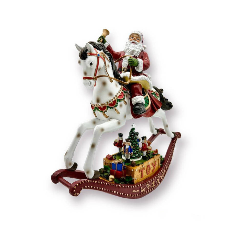 CAVALLO A DONDOLO CON BABBO NATALE CARILLON - NOEL