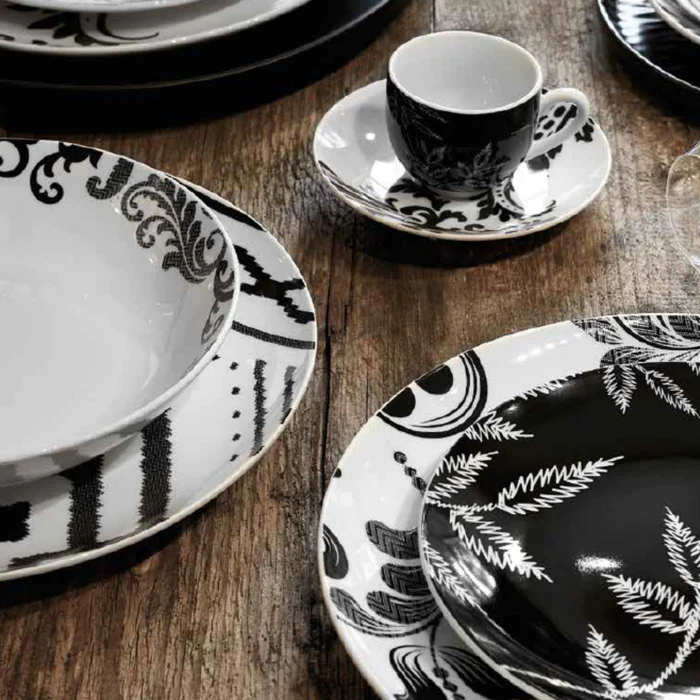 BLACK & WHITE - SERVIZIO DI PIATTI PER 6 PERSONE - FADE MAISON - Regal Casa