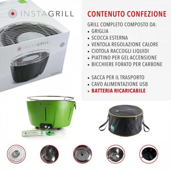 INSTAGRILL - BARBECUE PORTATILE VERDE - CLASSE - Regal Casa