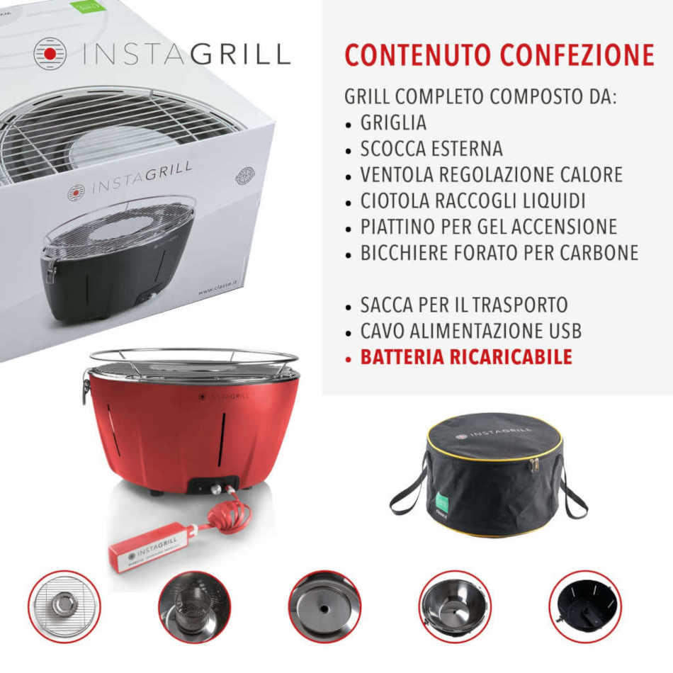 INSTAGRILL - BARBECUE PORTATILE ROSSO CORALLO - CLASSE - Image 3