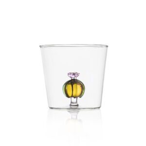 BICCHIERE TUMBLER CON CACTUS CON FIORE ROSA - DESERT PLANT - ICHENDORF