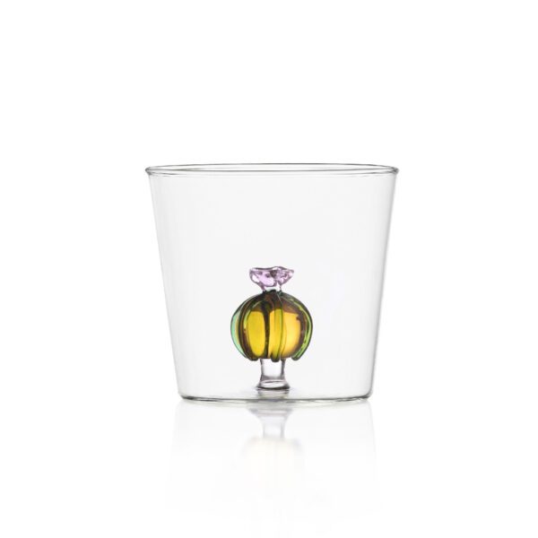 BICCHIERE TUMBLER CON CACTUS CON FIORE ROSA - DESERT PLANT - ICHENDORF