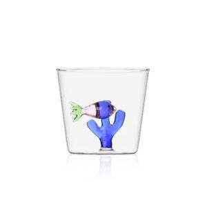 BICCHIERE TUMBLER CON PESCE ROSA E ALGA BLU - MARINE GARDEN - ICHENDORF