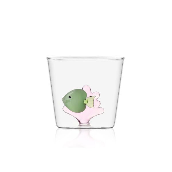 BICCHIERE TUMBLER CON PESCE VERDE E ALGA ROSA - MARINE GARDEN - ICHENDORF