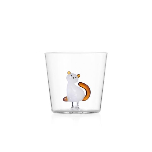 BICCHIERE TUMBLER GATTO CON CODA AMBRA - TABBY CAT - ICHENDORF