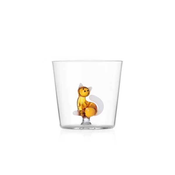 BICCHIERE TUMBLER GATTO CON CODA BIANCA - TABBY CAT - ICHENDORF