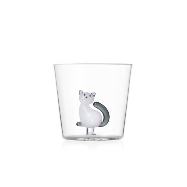 BICCHIERE TUMBLER GATTO CON CODA GRIGIA - TABBY CAT - ICHENDORF