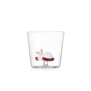 BICCHIERE TUMBLER GATTO SDRAIATO CON CODA AMBRA - TABBY CAT - ICHENDORF