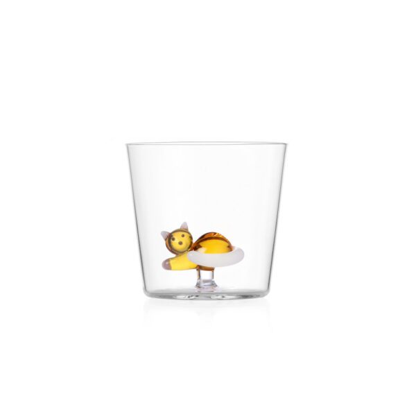 BICCHIERE TUMBLER GATTO SDRAIATO CON CODA BIANCA - TABBY CAT - ICHENDORF