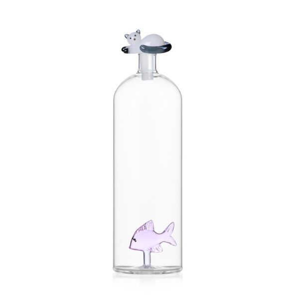 BOTTIGLIA CON PESCE ROSA E GATTO CON CODA GRIGIA - TABBY CAT - ICHENDORF
