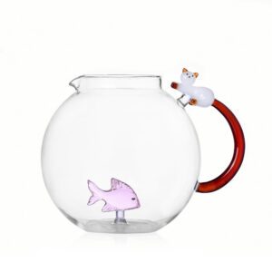 CARAFFA CON GATTO E PESCE ROSA - TABBY CAT - ICHENDORF